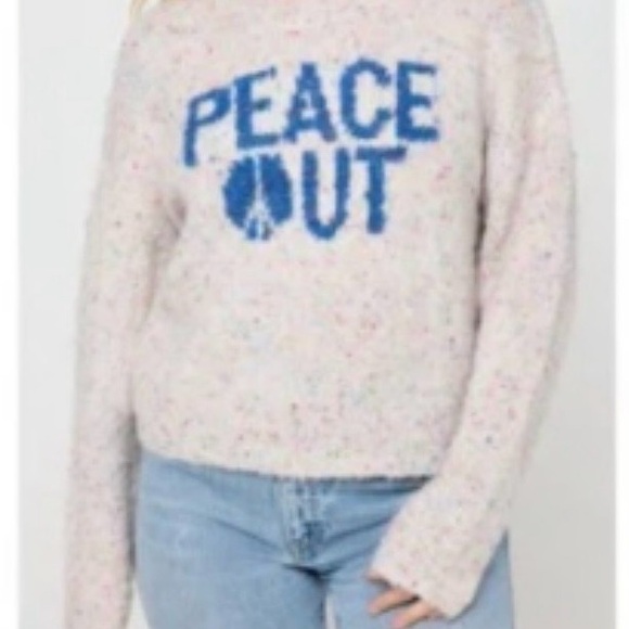 Spiritual Gangster Cream and Blue Peace Out Sweater - Picture 3 of 6